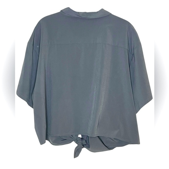 WAYRE Gray Tie Front Button Front Shirt - Picture 2 of 3